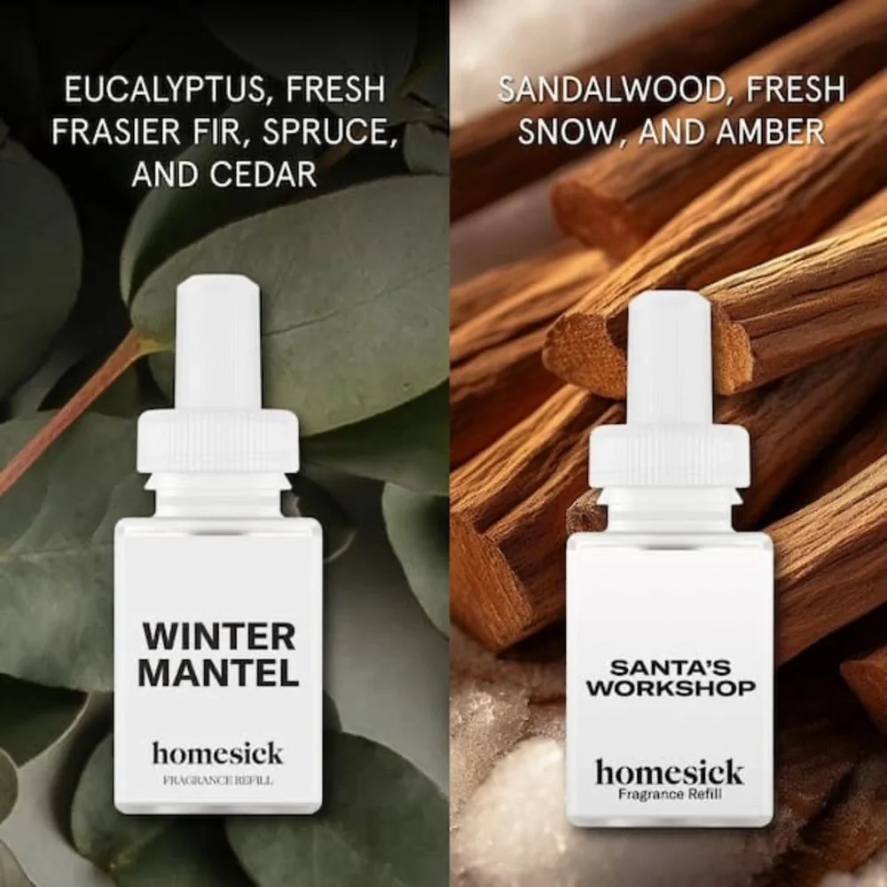 PURA 4 X HOMESICK Smart Fragrance Diffuser with Santa's Workshop & Winter Mantel
